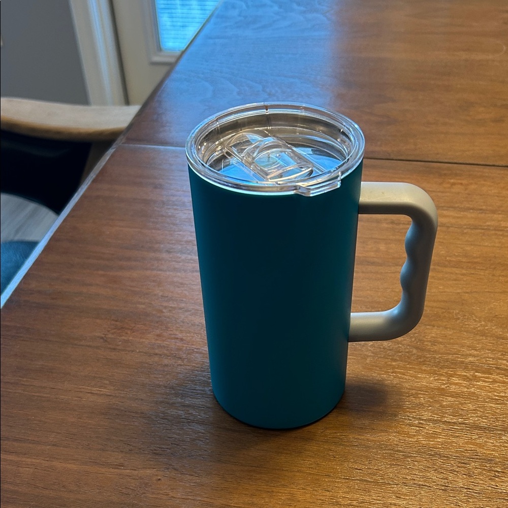 Insulated Blue Travel Mug with Handle